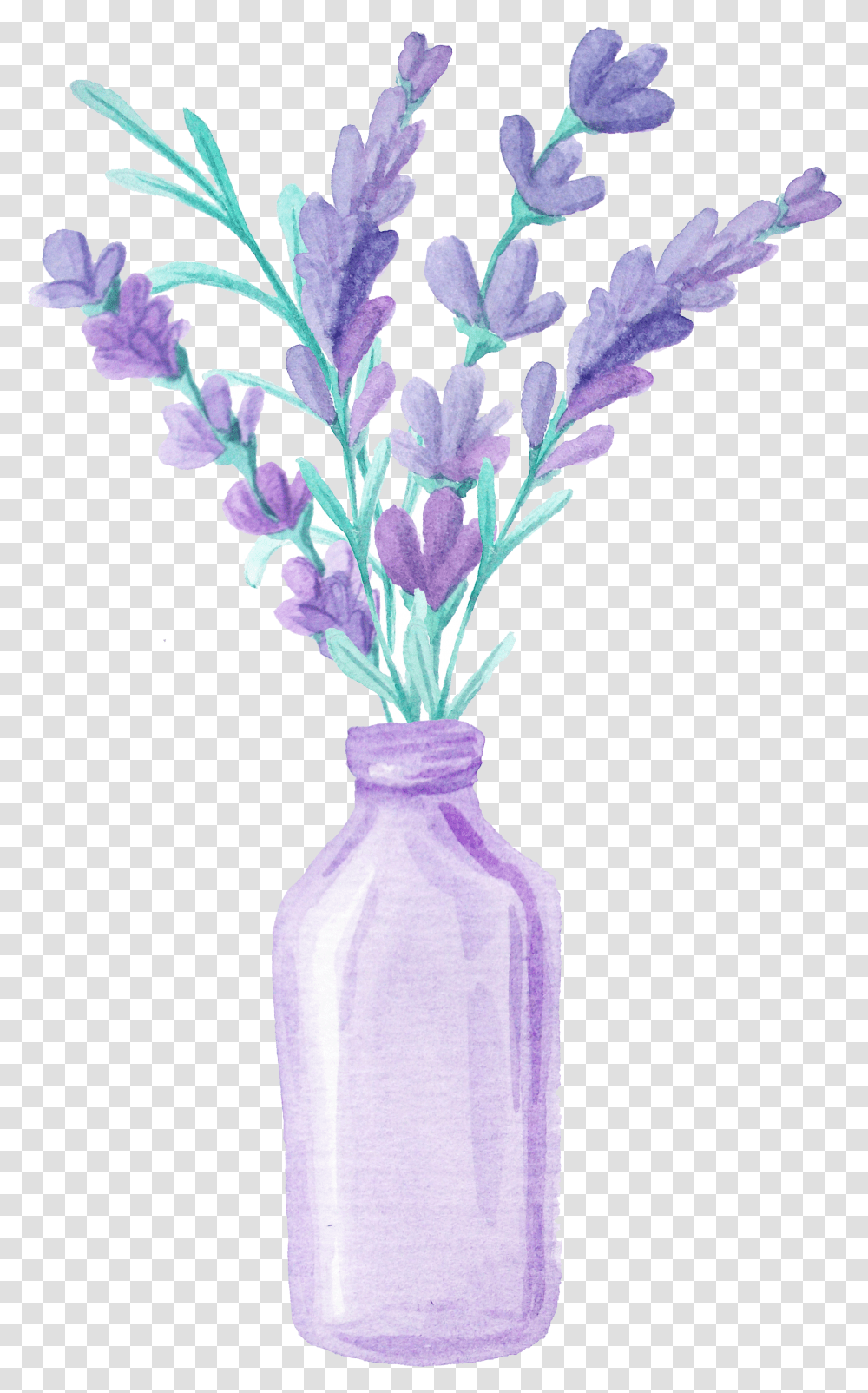 Watercolors Of Flowers In Vase Transparent Png