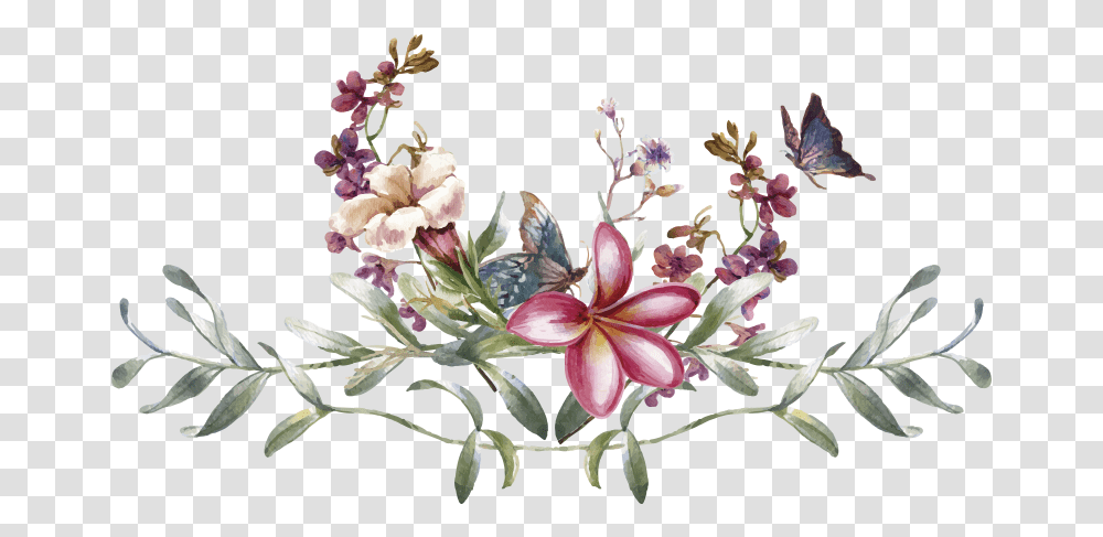 Watercolour Butterfly & Flowers Flower Wall Decal Blommor Med Vit Bakgrund, Floral Design, Pattern, Graphics, Art Transparent Png