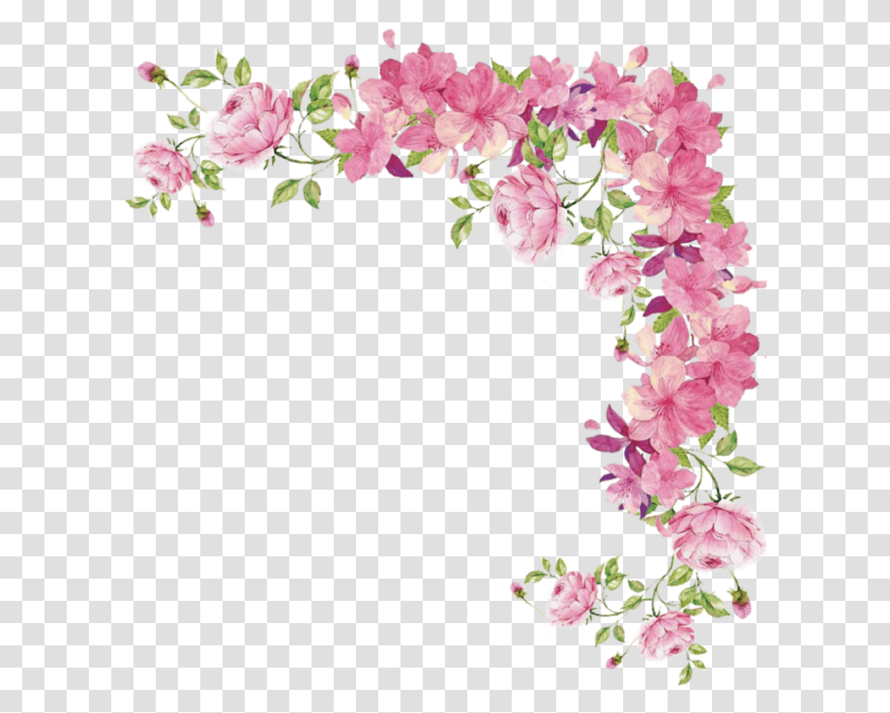 Watercolour Flowers Rose Cut Flowers Artificial Flower Pink Flower Border, Plant, Blossom, Flower Arrangement, Ornament Transparent Png
