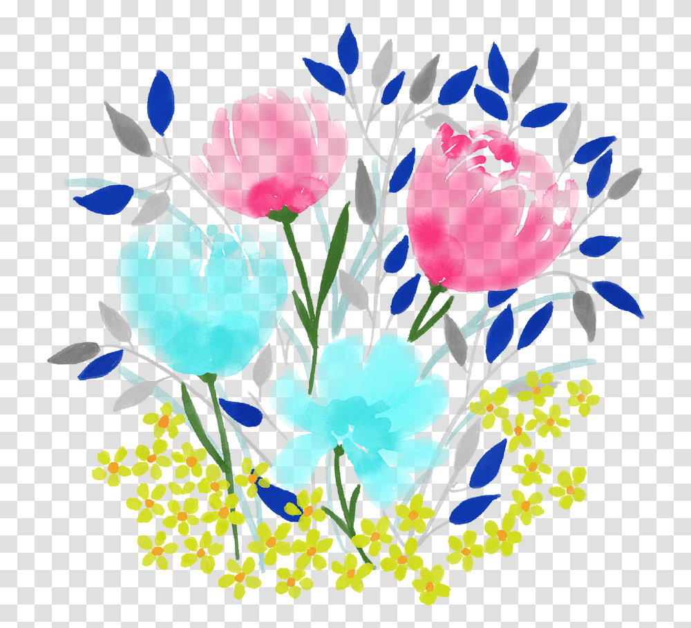 Watercolour Flowers Spring Nature Free Photo Illustration, Floral Design, Pattern Transparent Png