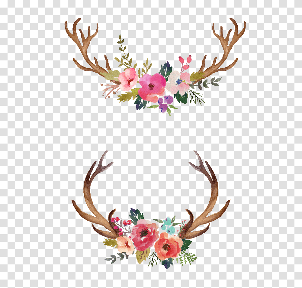 Watercolour Flowers Watercolor Painting Watercolor Antlers With Flowers, Floral Design, Pattern, Graphics, Art Transparent Png