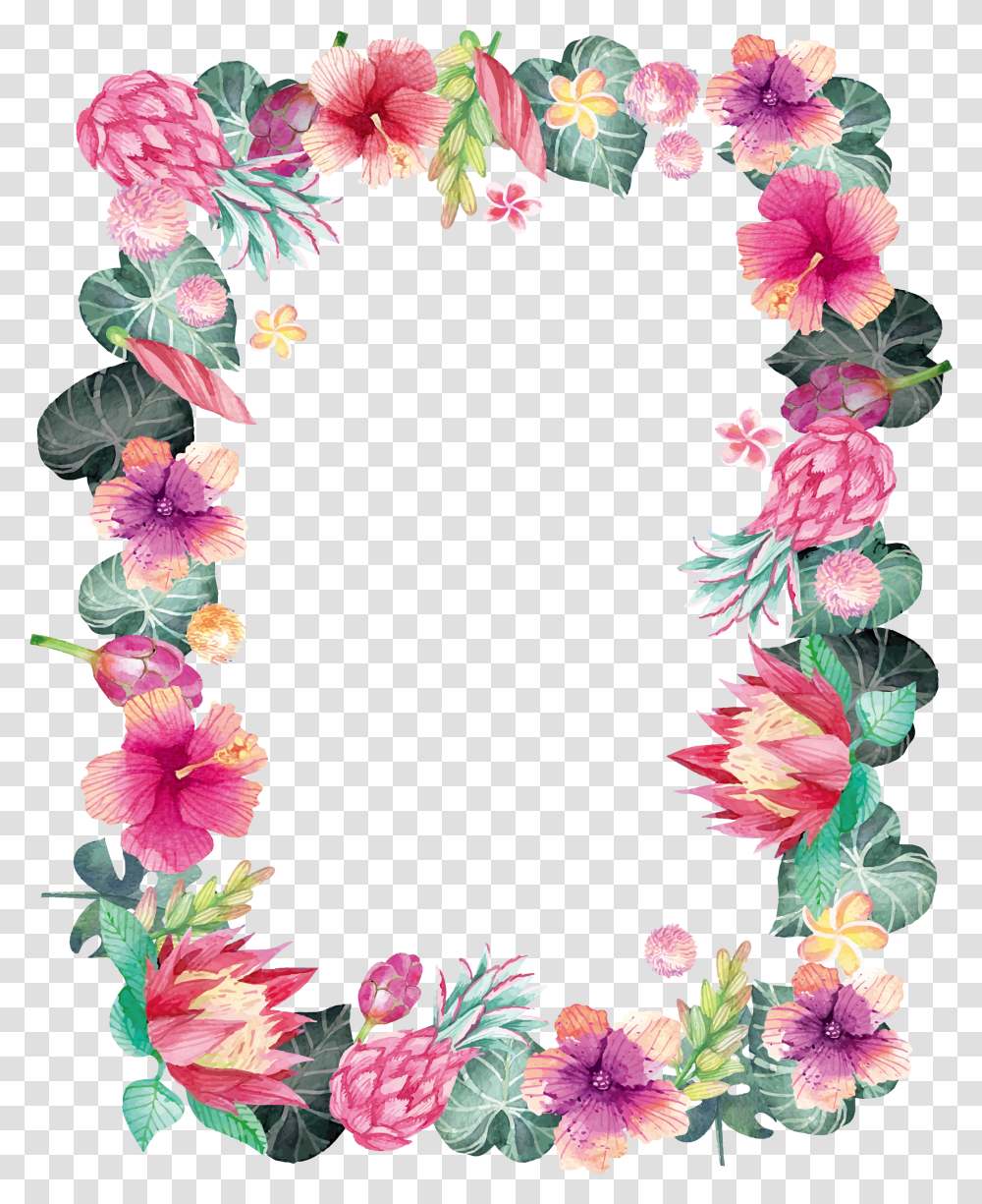 Watercolour Flowers Watercolor Painting Watercolor Flower Frame Free, Plant, Blossom, Wreath, Floral Design Transparent Png
