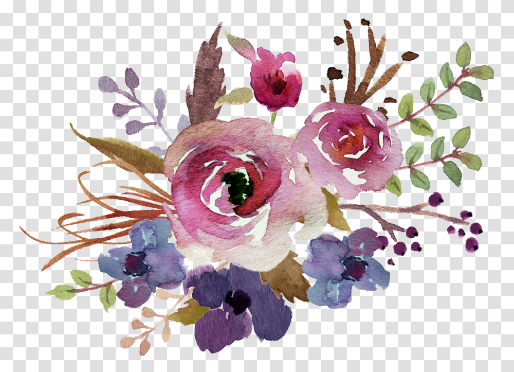 Watercolour Purple Watercolor Flowers Full Size Purple Watercolor Flowers Transparent Png