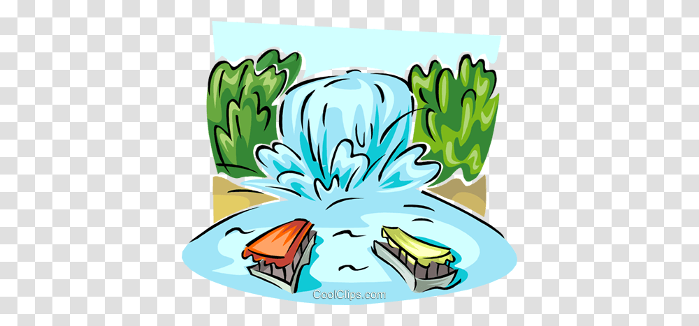 Waterfall And Ferry Boats Royalty Free Vector Clip Art, Plant, Outdoors, Drawing Transparent Png