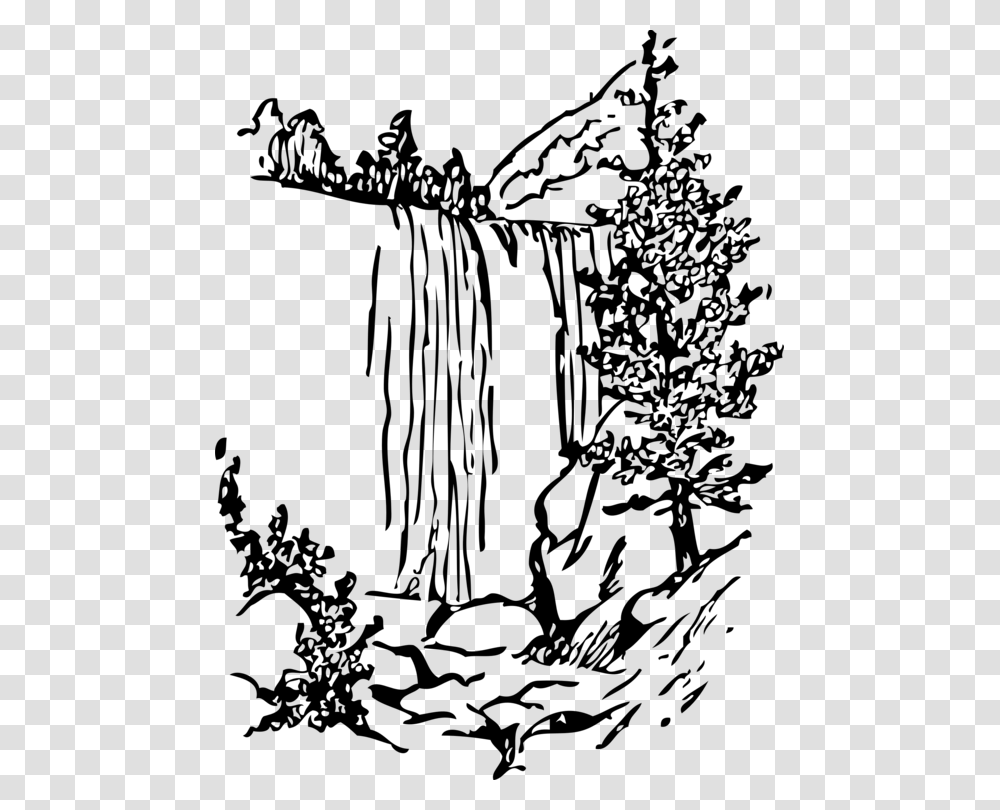 Waterfall Niagara Falls Drawing Black And White Art Free, Gray, World Of Warcraft Transparent Png