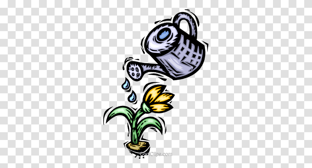 Watering A Flower Royalty Free Vector Clip Art Illustration, Floral Design, Pattern, Tin Transparent Png