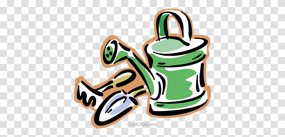 Watering Can With Gardening Tools Royalty Free Vector Clip Art, Tin, Antelope, Wildlife, Mammal Transparent Png