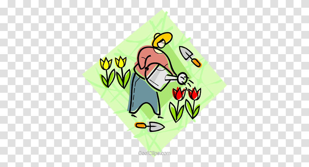 Watering Flowers Royalty Free Vector Clip Art Illustration, Outdoors, Advertisement, Drawing Transparent Png