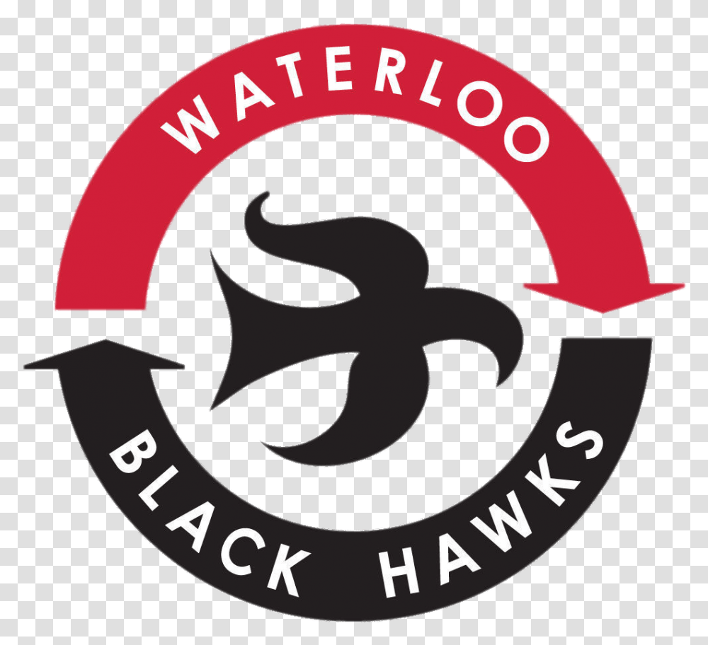 Waterloo Black Hawks Logo Waterloo Junior Hawks, Symbol, Trademark, Text, Label Transparent Png