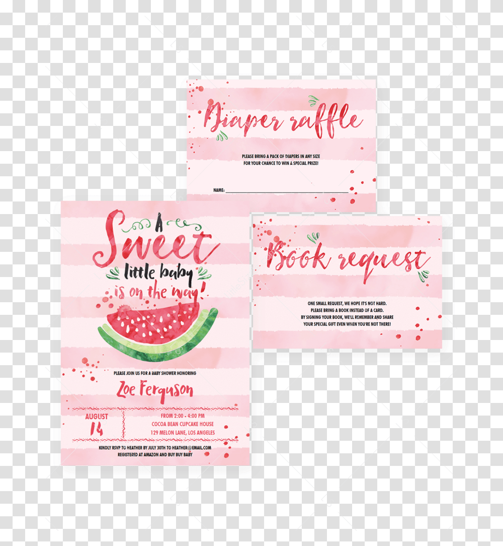 Watermelon Baby Shower Invitation Kit Templates By Bar Soap, Paper, Flyer, Poster Transparent Png