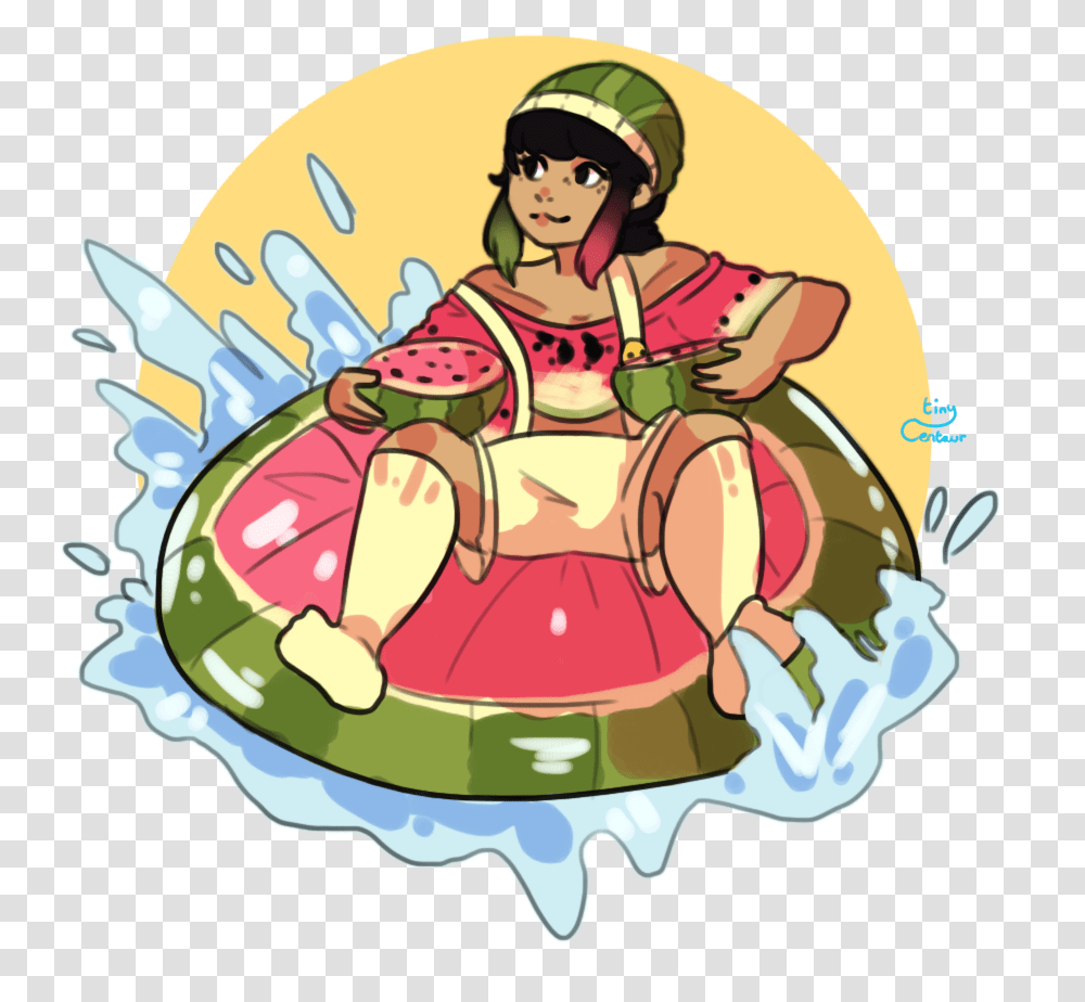 Watermelon Keeps Me Floating Download Cartoon, Meal, Food, Dish, Helmet Transparent Png