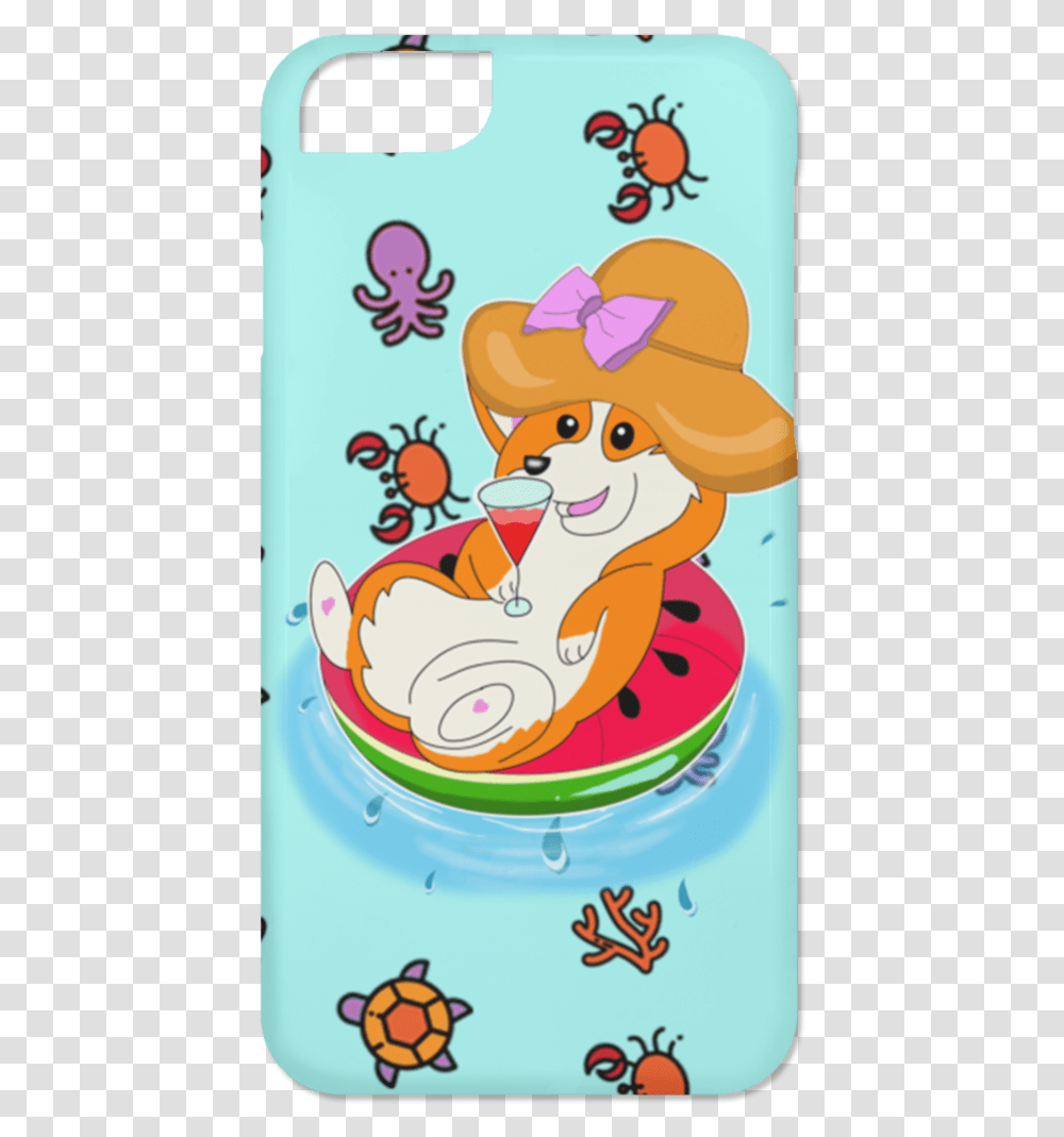 Watermelon Pool Float Beach Pattern Corgi Phone Cases Cartoon, Beverage, Food, Advertisement Transparent Png