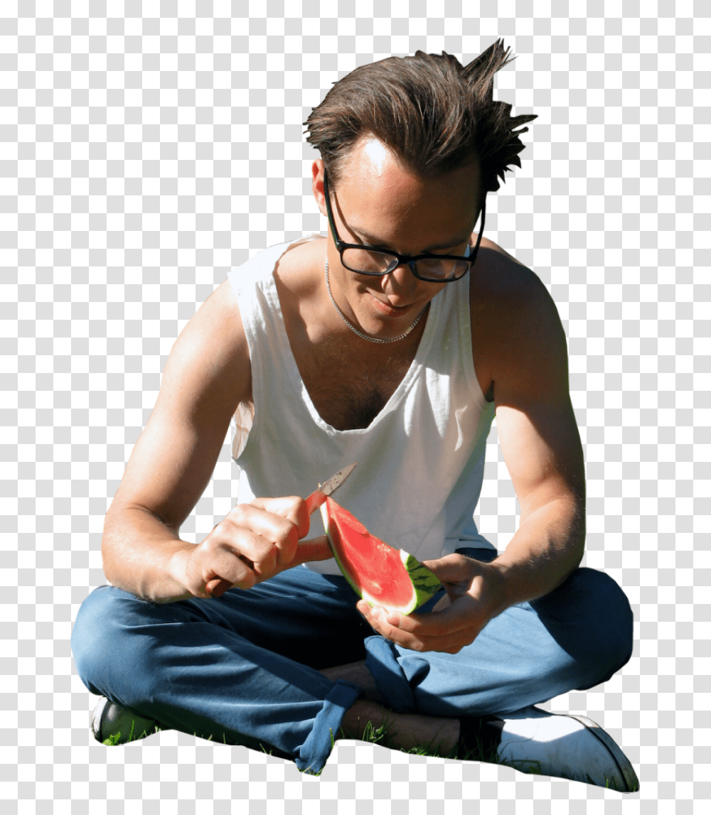 Watermelon Sitting Image Cut Out People Sitting In Grass, Plant, Person, Human, Fruit Transparent Png