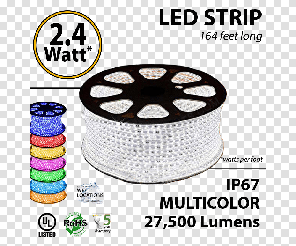 Watt Pfeet Led Strip Ropelight 164 Ft Multicolor Watt Per Foot In Led Tape, Reel Transparent Png