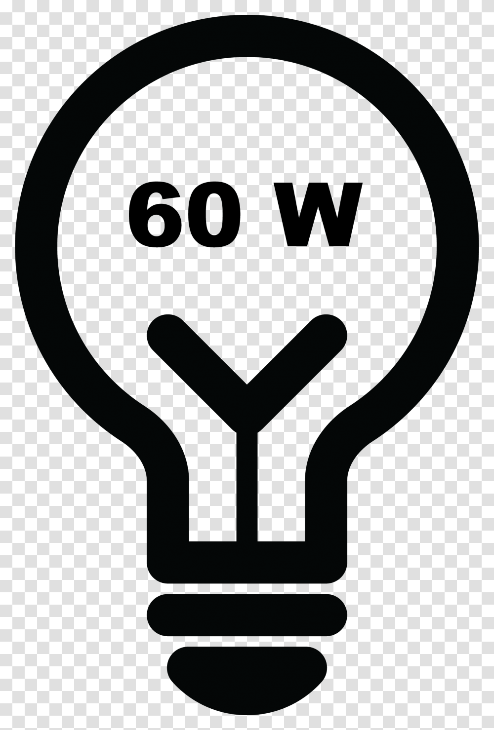 Watts Of Power Clipart Clipart Black And White Stock 60 Watt Light Bulb Clipart, Lightbulb, Stencil Transparent Png
