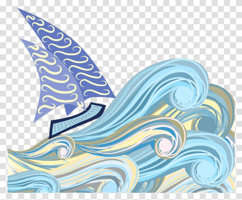 Wave Drawing Stock Illustration Boat And Waves Illustration, Sea, Outdoors Transparent Png