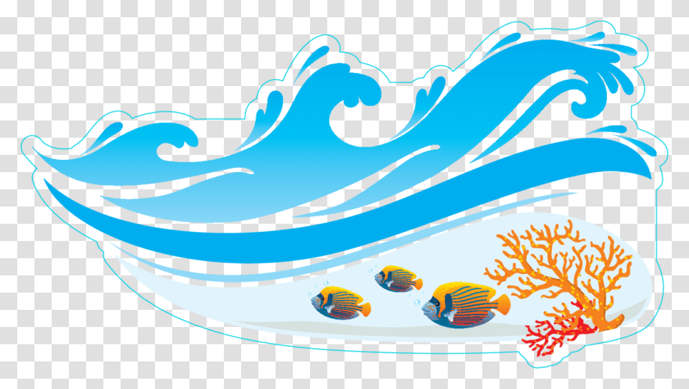 Wave Emoji Beach Waves Clipart, Vehicle, Transportation, Water, Fish Transparent Png