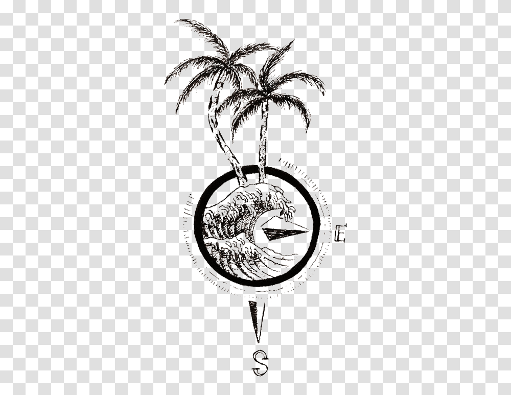 Wave Tattoo Palm Tree And Wave Tattoo, Chandelier, Lamp, Accessories, Accessory Transparent Png