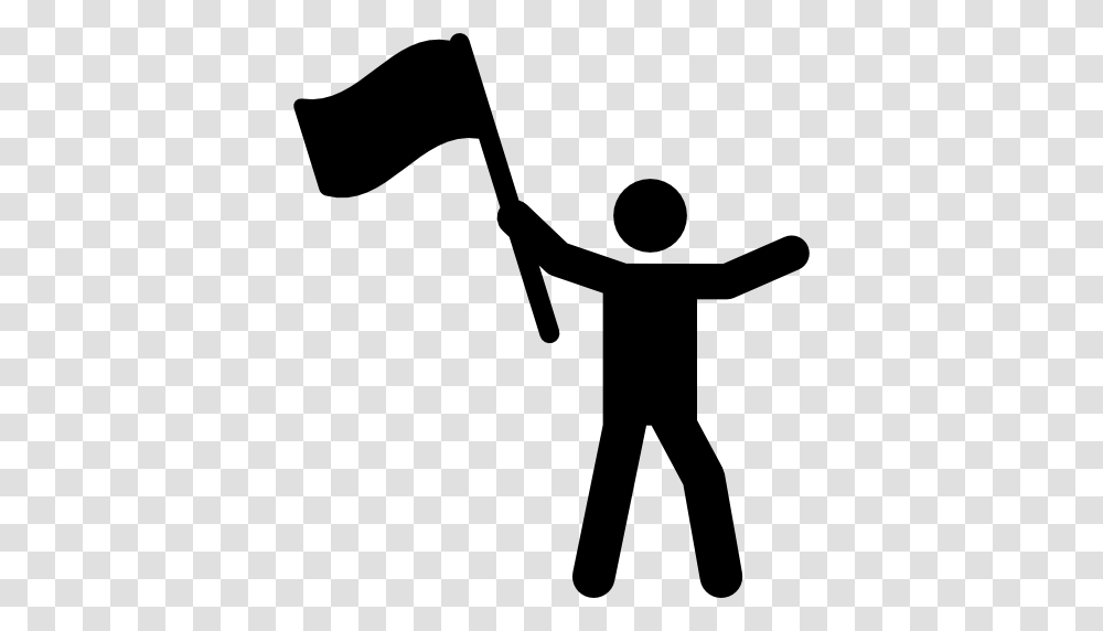 Waving Flag, Hand, Axe, Tool, Silhouette Transparent Png