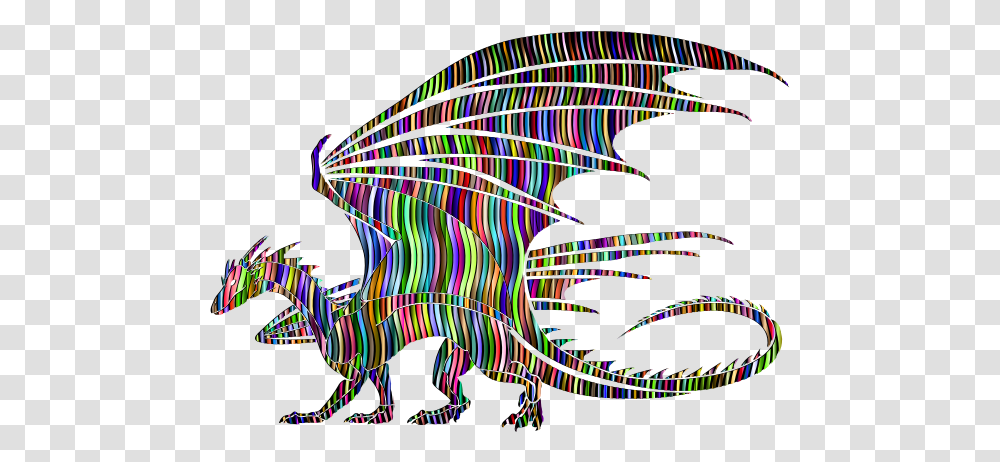 Wavy Prismatic Pattern Dragon Silhouette Dragons Black And White, Lighting, Statue Transparent Png