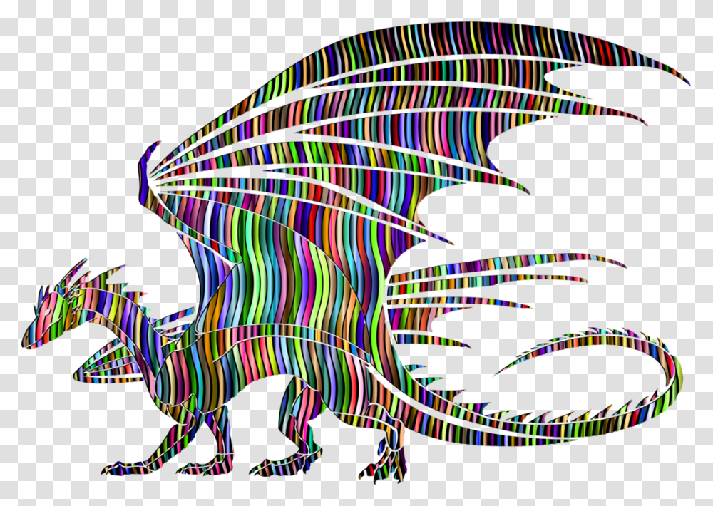 Wavy Prismatic Pattern Dragon Silhouette Free Svg Black And White Dragon Clipart, Lighting, Graphics, Purple, Statue Transparent Png