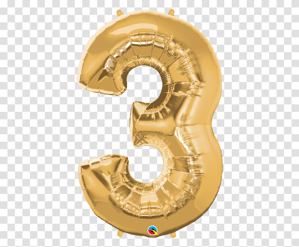 Way To Celebrate 42 Number 3 Gold Foil Balloon Walmartcom Silver Number 3 Balloon, Symbol, Text, Alphabet, Hip Transparent Png