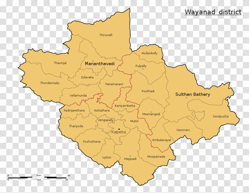 Wayanad District Map, Diagram, Atlas, Plot Transparent Png