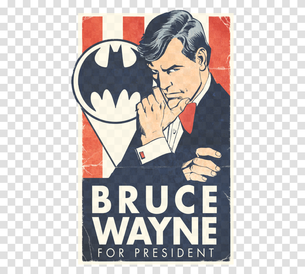 Wayne For President T Shirt Size M Download Tee Shirt Batman Bruce Wayne, Poster, Advertisement, Person, Human Transparent Png