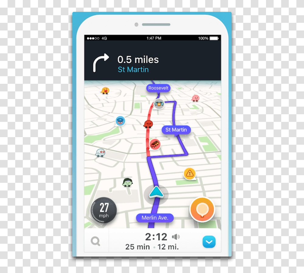 Waze App, GPS, Electronics, Mobile Phone, Cell Phone Transparent Png