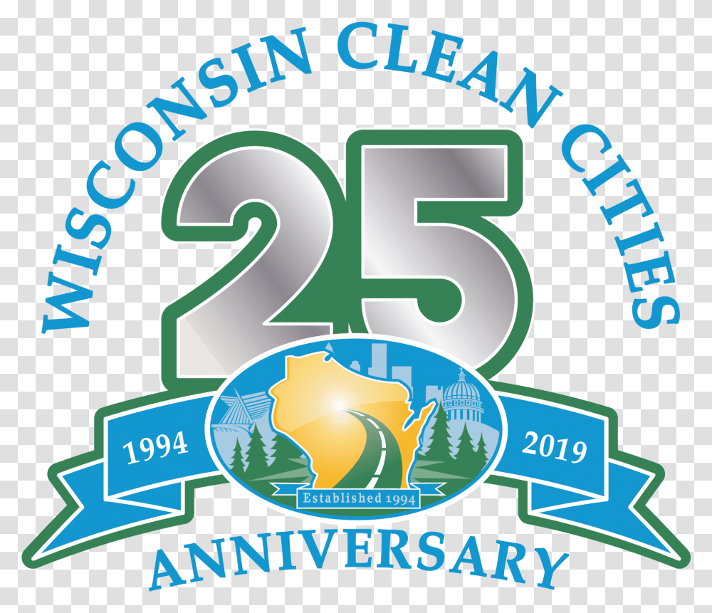 Wcc 25th Anniversary Logo Wisconsin Clean Cities, Number, Symbol, Text, Label Transparent Png