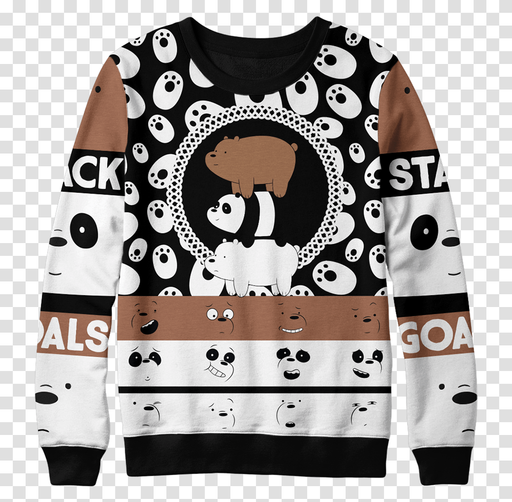 We Bare Bears Christmas Sweater, Apparel, Sweatshirt, Sleeve Transparent Png