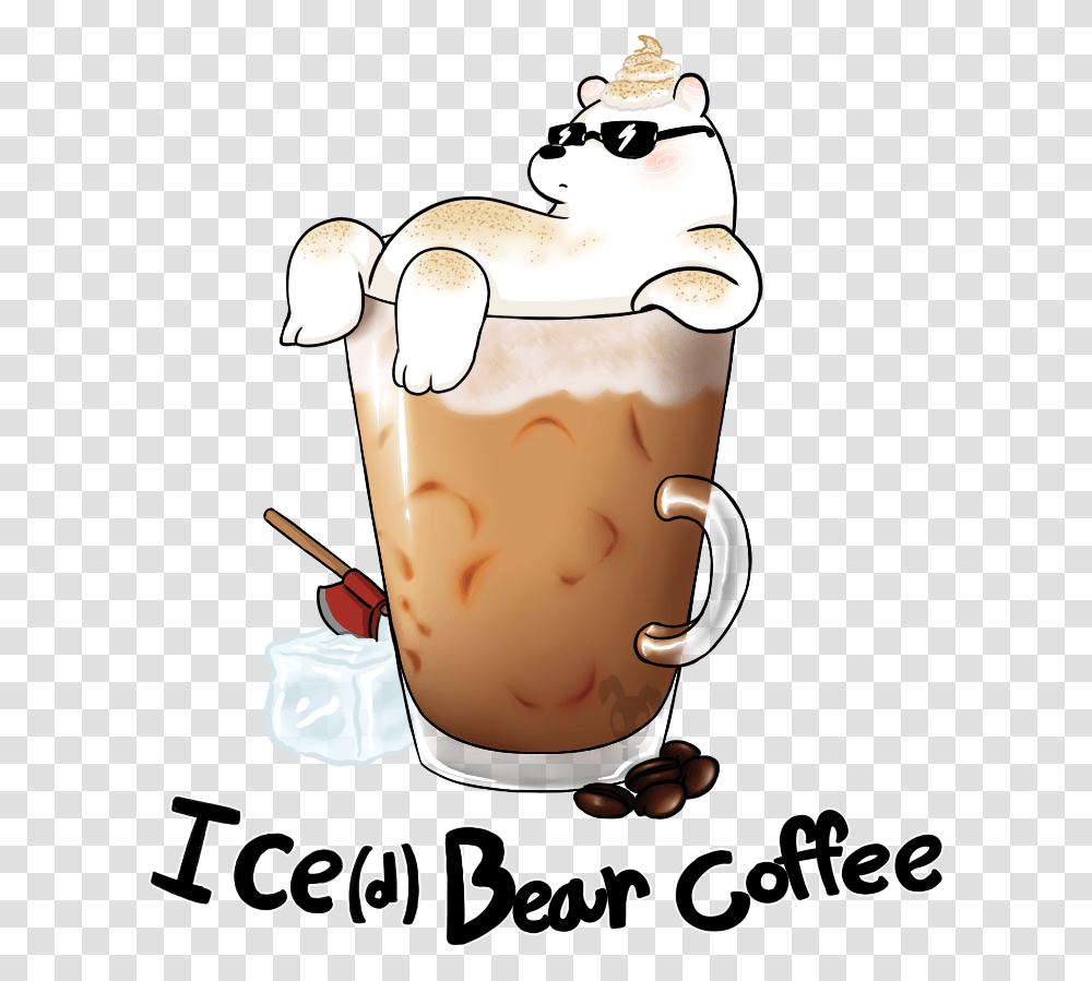 We Bare Bears Ice Bear Drinking Coffee, Latte, Coffee Cup, Beverage, Juice Transparent Png