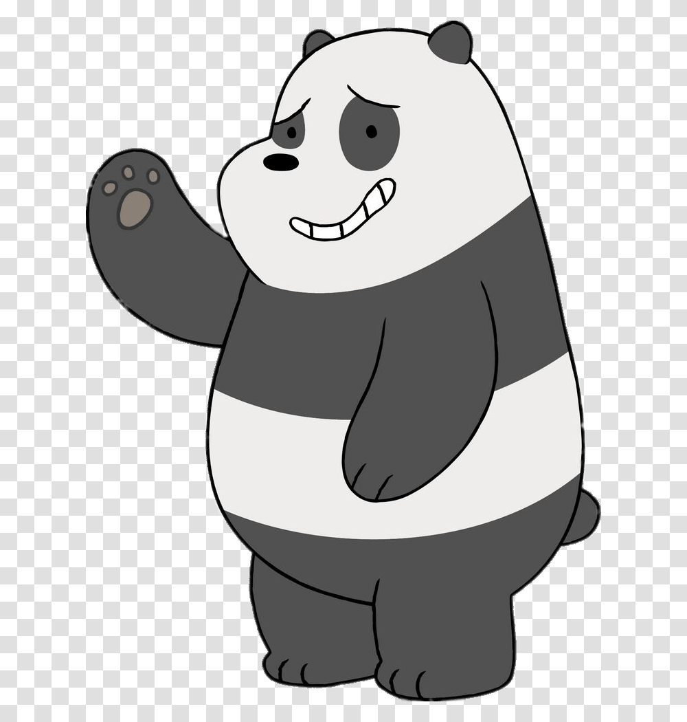 We Bare Bears Panda Waving Grizz Panda We Bare Bears, Penguin, Bird, Animal, Stencil Transparent Png