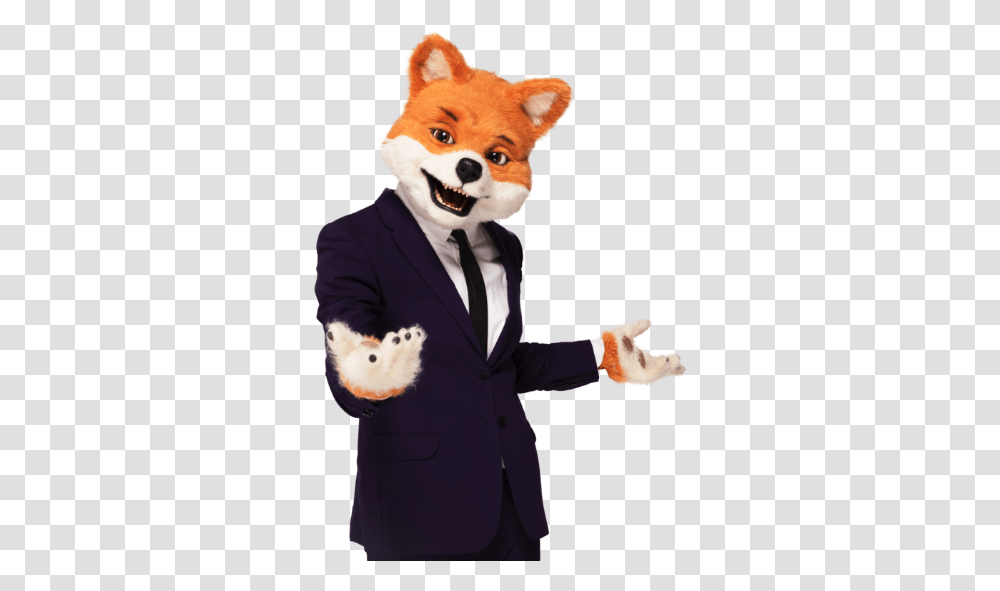 Wearing A Suit With Outstretched Arms Red Fox, Person, Mascot, Performer, Cat Transparent Png