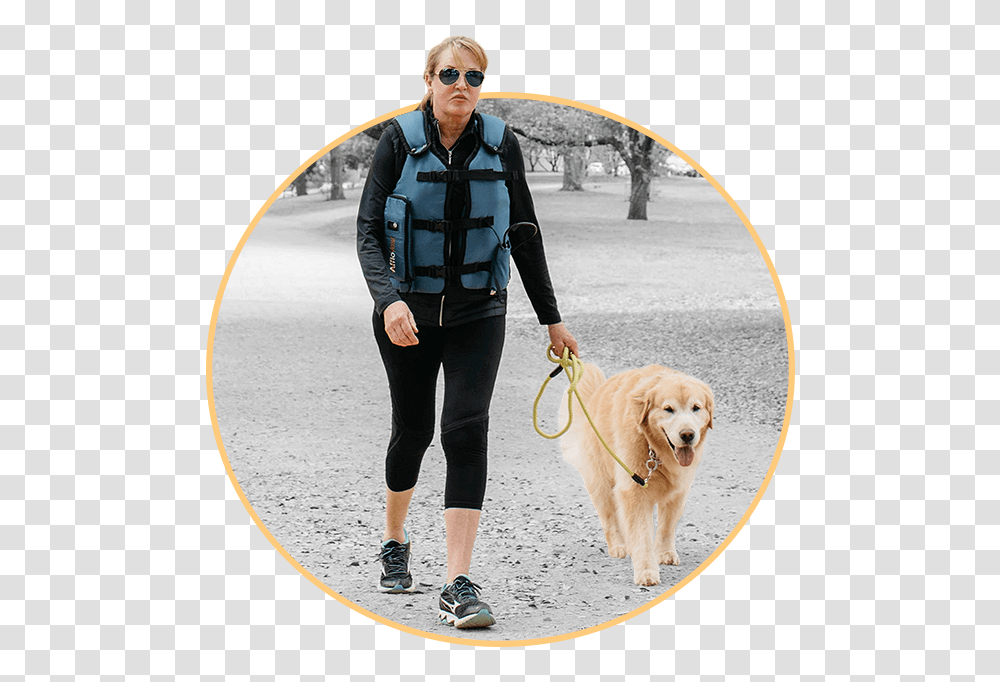 Wearing Your Afflovest While Walking Dog Dog Walking, Person, Human, Apparel Transparent Png