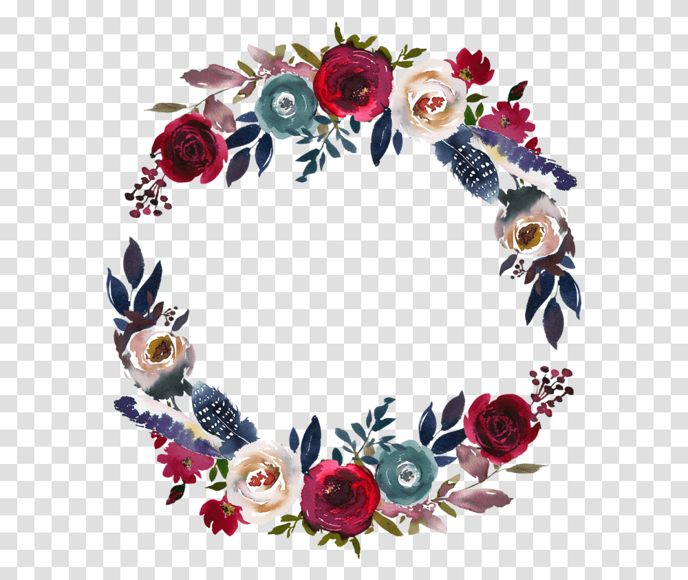 Wedding Bells Dark Watercolor Floral Wreath Watercolor Floral Wedding, Rose, Flower, Plant, Blossom Transparent Png