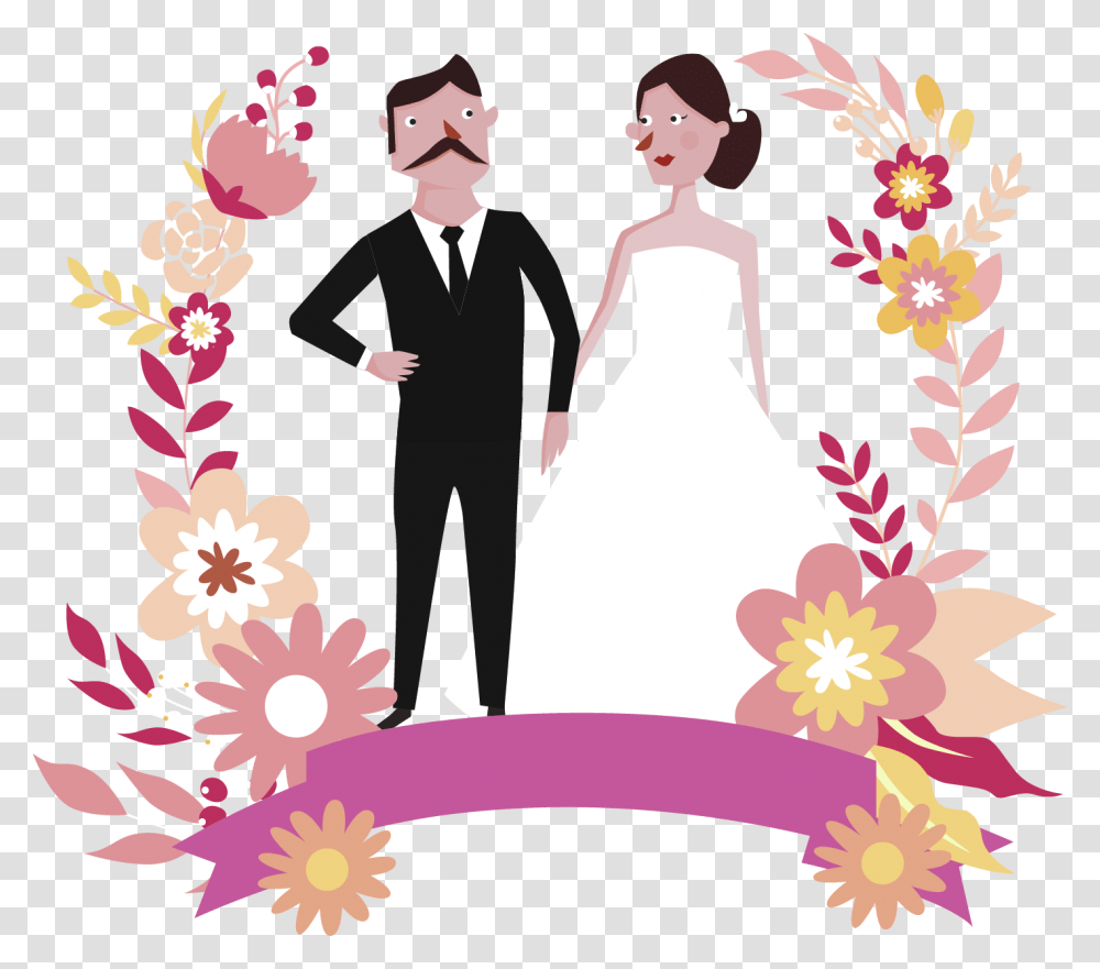 Wedding Bridegroom Clip Art Vector Bride And Wedding Reception Clipart Pink, Floral Design, Pattern, Person Transparent Png