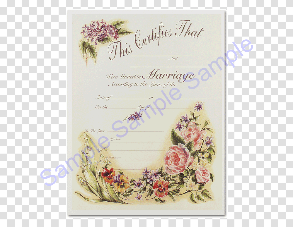 Wedding Certificate Vintage Floral Fill Out A Marriage Certificate Ulc, Envelope, Mail, Greeting Card Transparent Png