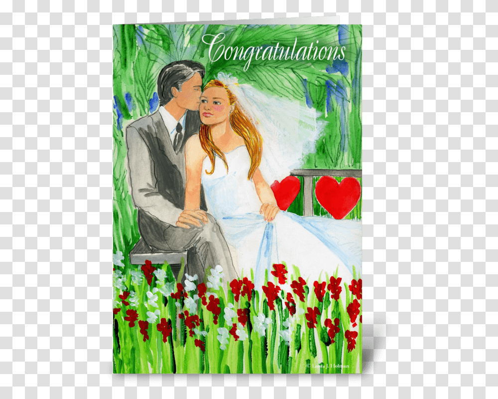 Wedding Congratulations Romantic Couple Greeting Card Love, Person, Plant, Flower Transparent Png