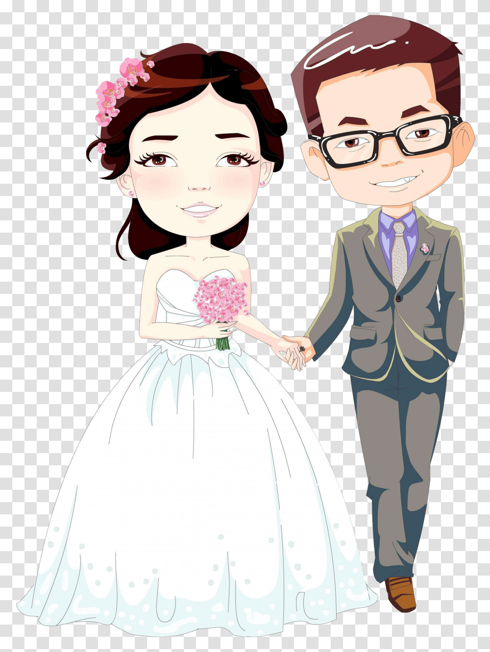 Wedding Couple Cartoon Marriage Couple Cartoon, Person, Female, Girl Transparent Png