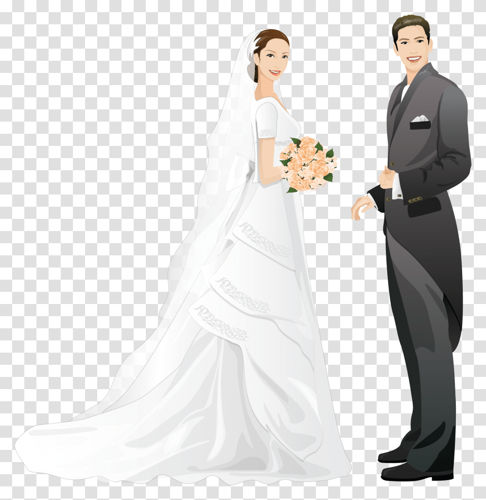 Wedding Couple Clip Art, Person, Robe, Fashion Transparent Png