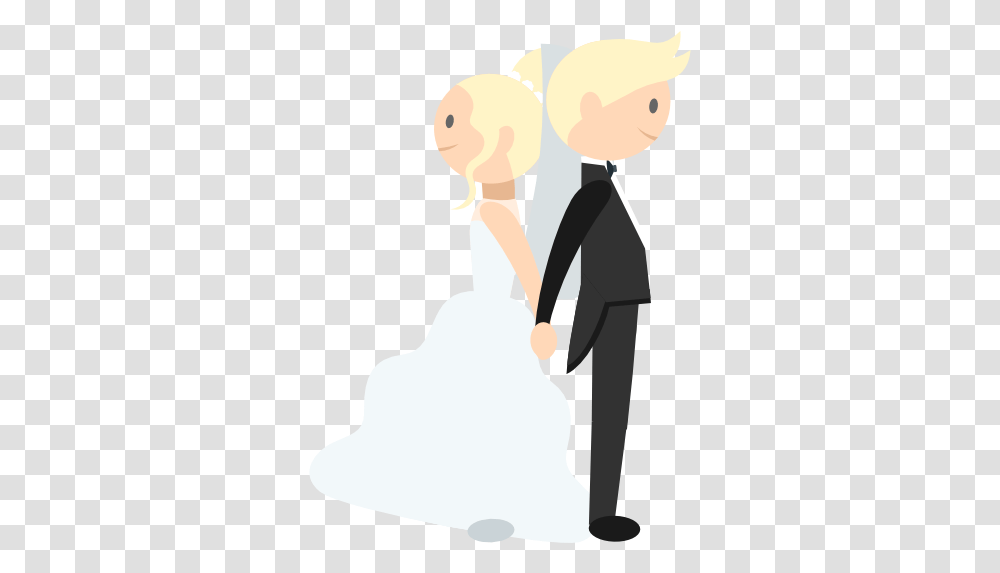Wedding Couple Romantic People Bride Groom Icon Cartoon, Clothing, Person, Robe, Fashion Transparent Png
