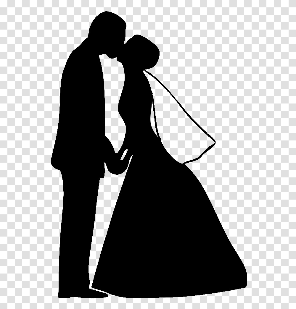 Wedding Couple Silhouette Image Bride And Groom Silhouette, Person, Dress, Female Transparent Png
