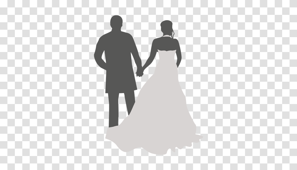 Wedding Couple Walking Back Silhouette, Apparel, Person, Human Transparent Png