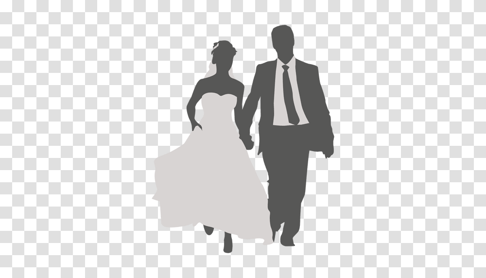 Wedding Couple Walking Silhouette, Person, Robe, Fashion Transparent Png