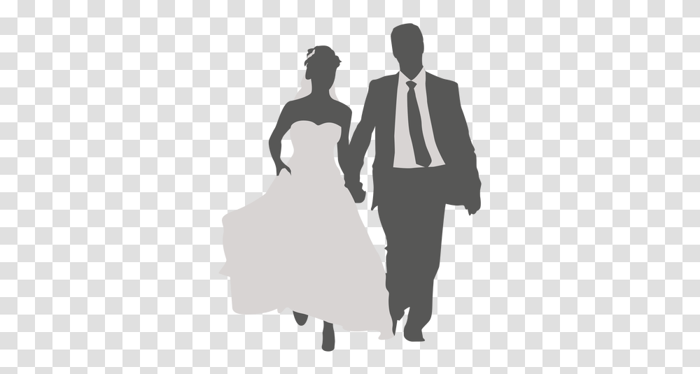 Wedding Couple Walking Silhouette, Person, Suit, Overcoat Transparent Png