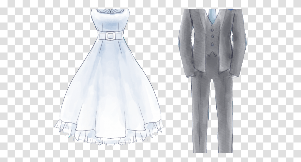 Wedding Dress Clipart Wedding Attire Watercolor, Suit, Overcoat, Evening Dress Transparent Png