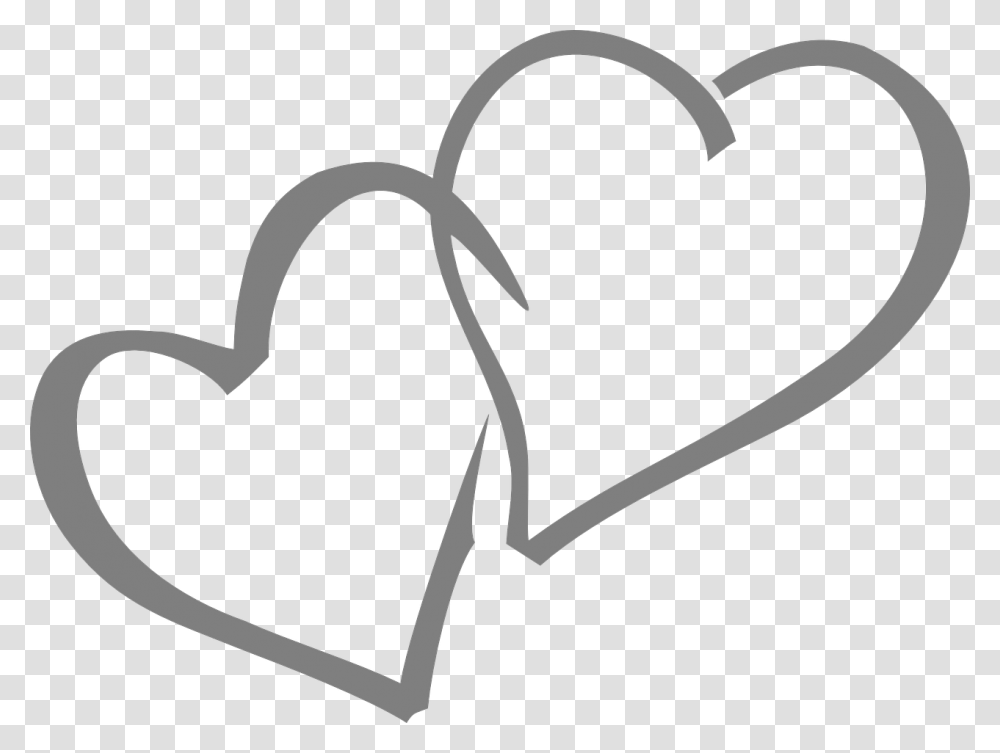 Wedding Hearts Double Silver Couple Valentine Love, Stencil, Alphabet, Handwriting Transparent Png