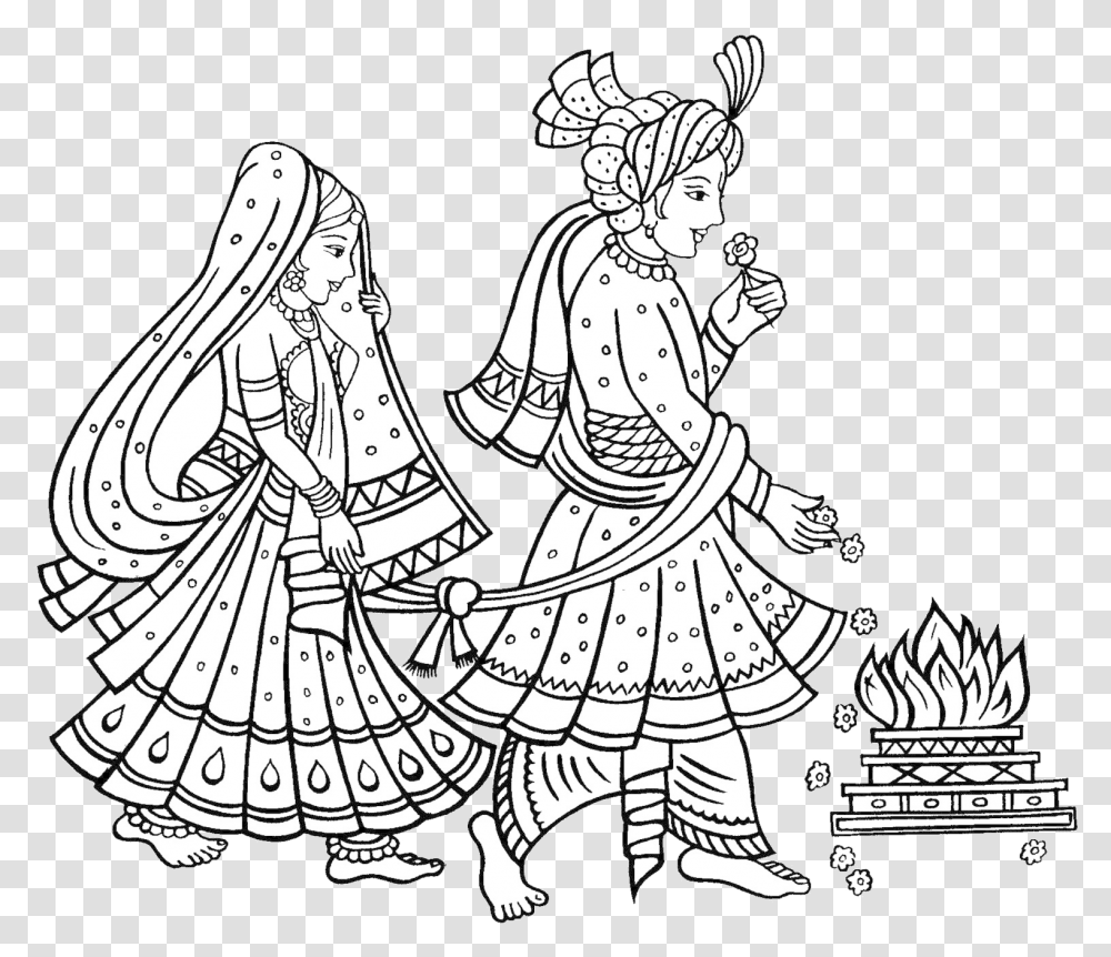 Wedding Hindu Clipart Clipartxtras Indian Marriage Indian Wedding Clipart, Person, Human, Drawing, Doodle Transparent Png