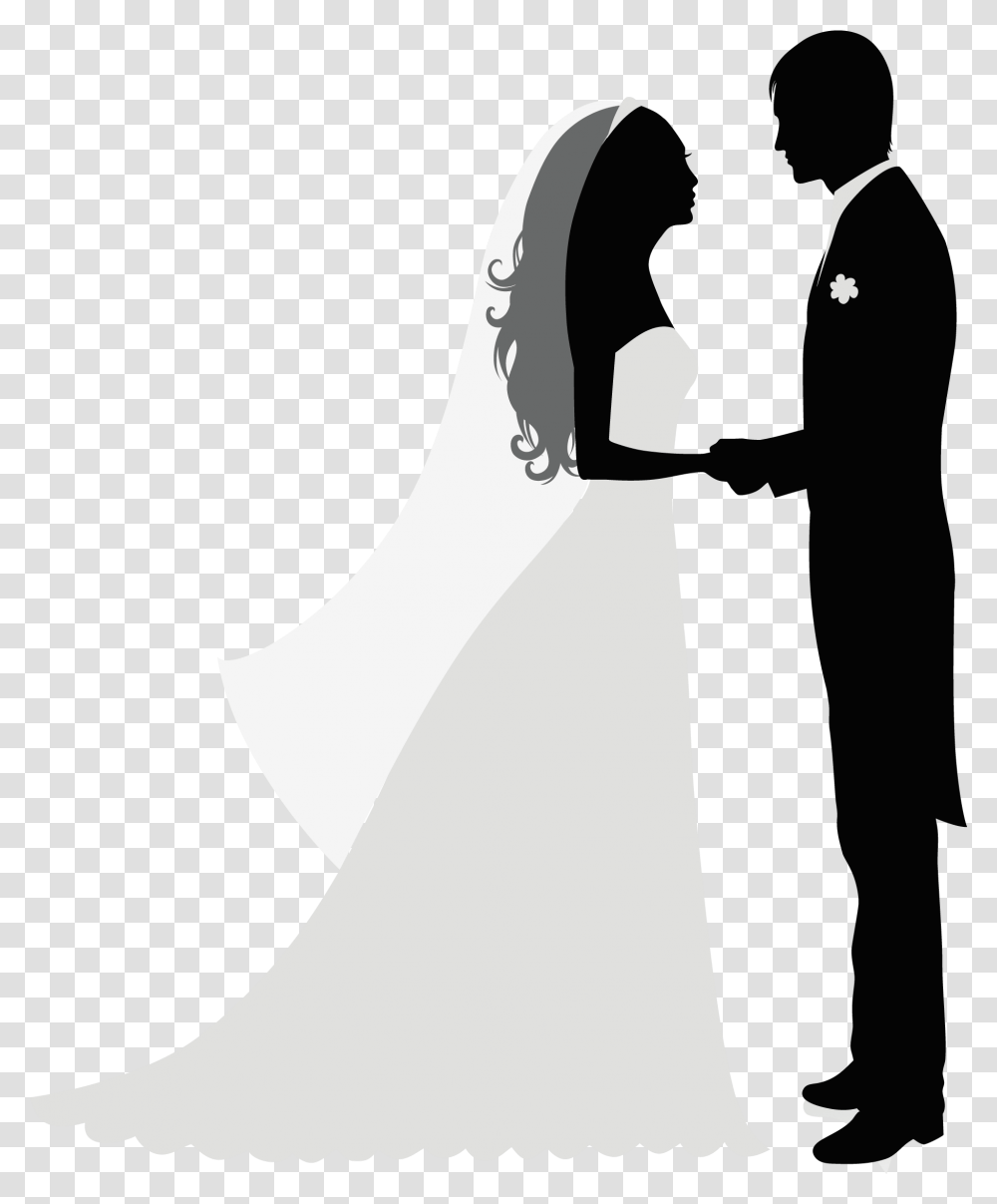 Wedding Invitation Bridegroom Bride And Groom, Clothing, Person, Silhouette, Dress Transparent Png